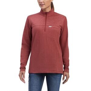 Ariat Rebar Pullover Womens XL Rosewood Red 1/4 Zip Work Utility Sweatshirt